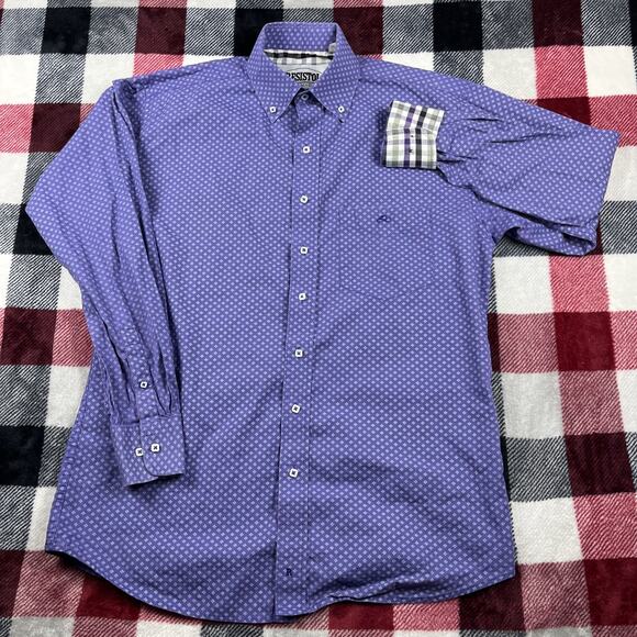 Resistol Shirt Mens M Blue Geometric Square Button Western Cowboy Rodeo‎ Vintage - Picture 2 of 14